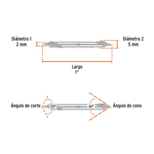 103900 103900 - Broca para centrar con doble punta #2, TRUPER