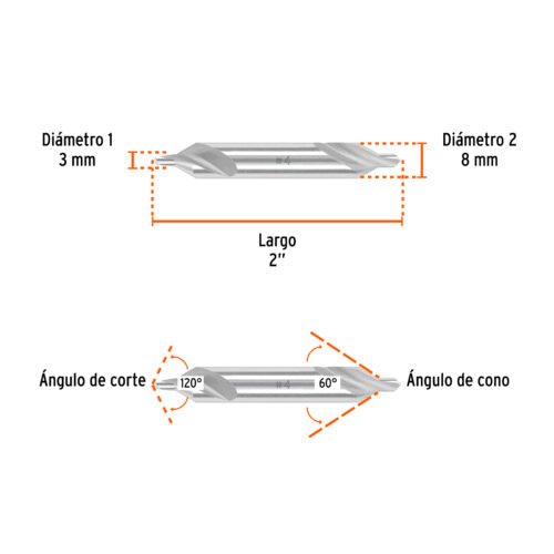 103902 103902 - Broca para centrar con doble punta #4, TRUPER