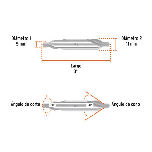 103903 103903 - Broca para centrar con doble punta #5, TRUPER