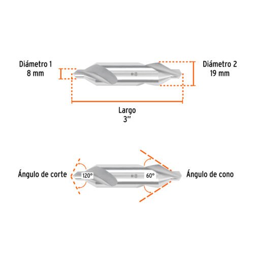 103906 103906 - Broca para centrar con doble punta #8, TRUPER