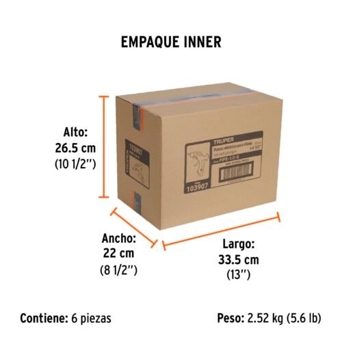 103907.3 103907 - Pistola eléctrica de 80 W para silicón de 1/2", TRUPER