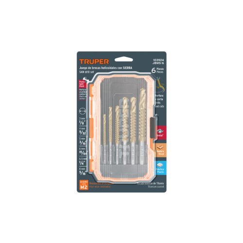 103924 - Juego de 6 brocas helicoidales con sierra, TRUPER