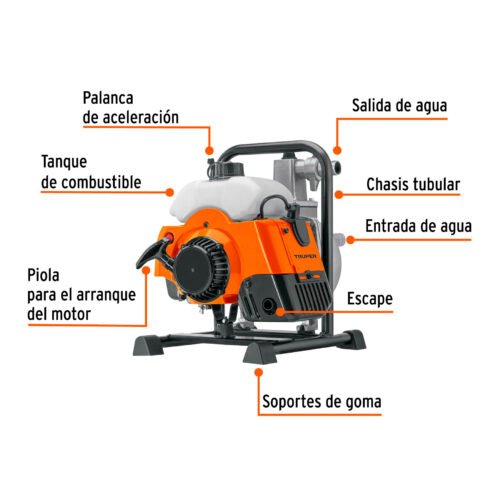 103926 - Motobomba autocebante 1"x1", gasolina 2HP, agrícola, TRUPER