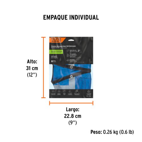 103986 - Chaleco seguridad reforzado azul con bolsas, M, EXPERT