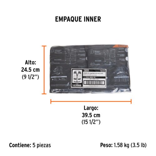 103988 - Chaleco seguridad reforzado azul con bolsas, EG, EXPERT
