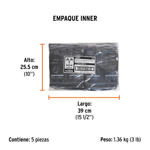 103989.3 103989 - Chaleco seguridad reforzado negro con bolsas, M, EXPERT