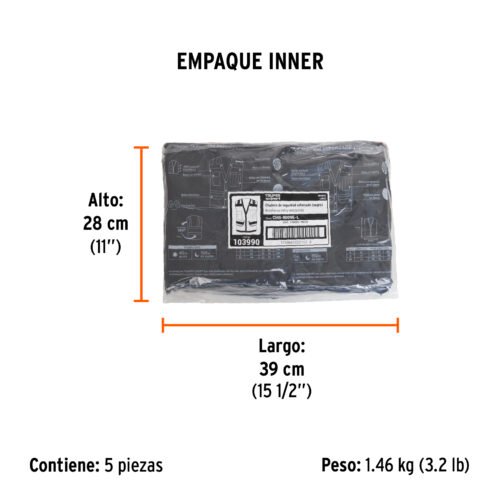 103990 - Chaleco seguridad reforzado negro con bolsas, G, EXPERT