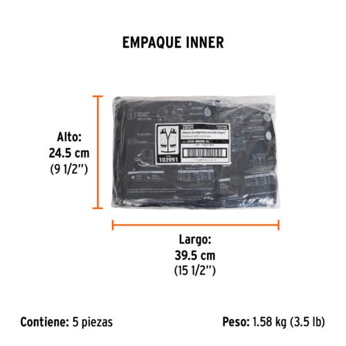 103991.3 103991 - Chaleco seguridad reforzado negro con bolsas, EG, EXPERT