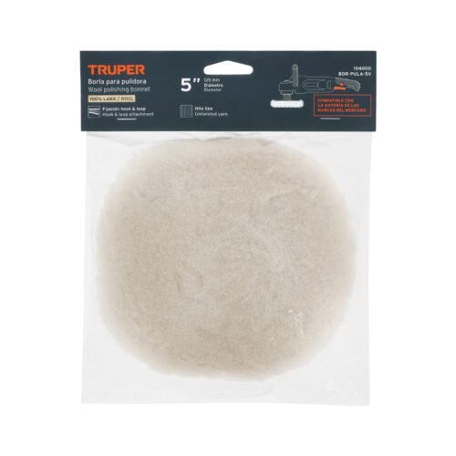 104000 - Borla p/pulir de lana de 5" hook and loop, TRUPER