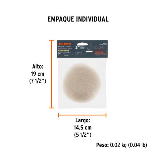 104001 - Borla p/pulir de lana de 3" hook and loop, TRUPER