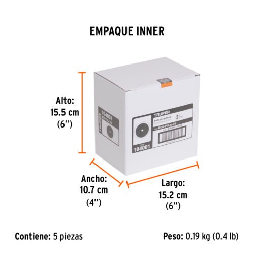 104001 - Borla p/pulir de lana de 3" hook and loop, TRUPER