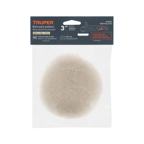 104001 - Borla p/pulir de lana de 3" hook and loop, TRUPER