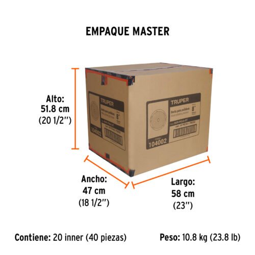 104002 - Borla p/pulir de lana trenzada de 8" hook and loop, TRUPER