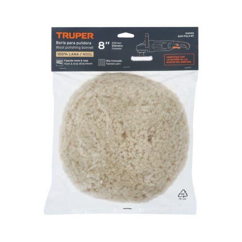 104002 - Borla p/pulir de lana trenzada de 8" hook and loop, TRUPER