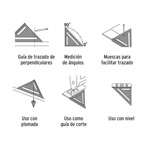 104023 - Escuadra 7" de aluminio color negro, p/muros de yeso, Truper