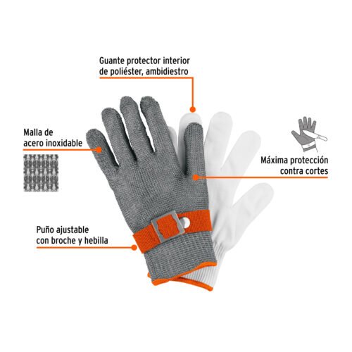 104025 - Guante Anticorte NV 5 de Acero Inoxidable, CH, Truper