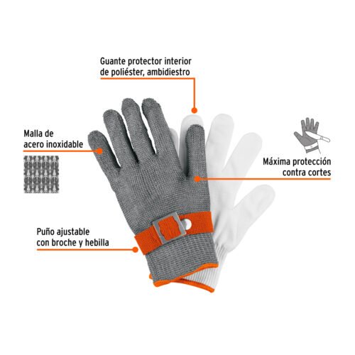 104027 - Guante Anticorte NV 5 de Acero Inoxidable, G, Truper