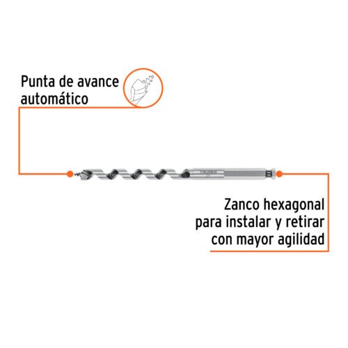 104059.1 104059 - Broca auger tipo berbiquí 3/8" X 6", TRUPER