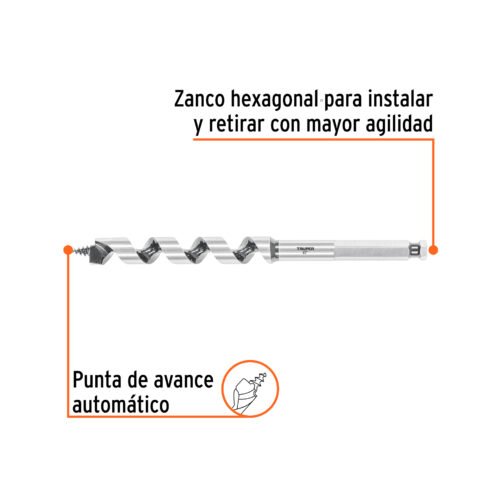 104060 - Broca auger tipo berbiquí 1/2" X 6", TRUPER