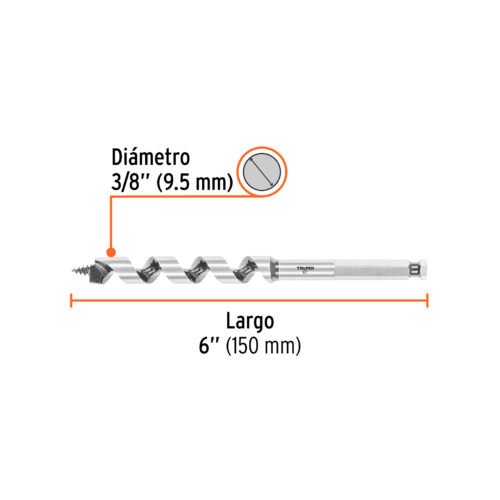 104060 - Broca auger tipo berbiquí 1/2" X 6", TRUPER