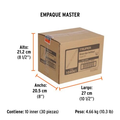 104061 - Broca auger tipo berbiquí 5/8" X 6", TRUPER