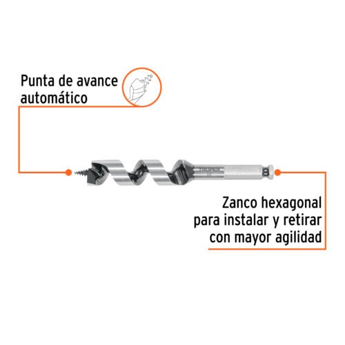 104063 - Broca auger tipo berbiquí 7/8" X 6", TRUPER