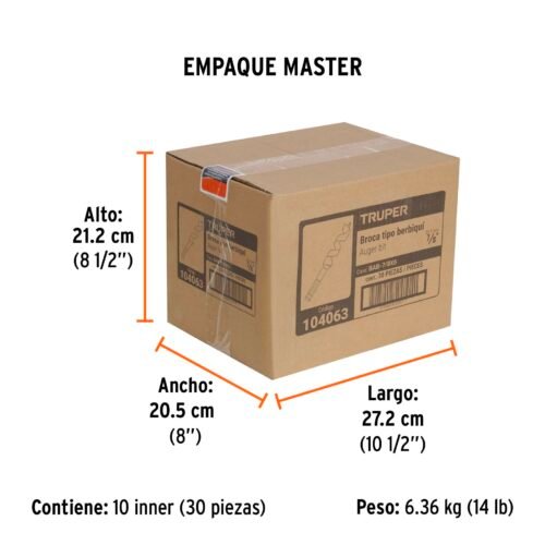 104063 - Broca auger tipo berbiquí 7/8" X 6", TRUPER