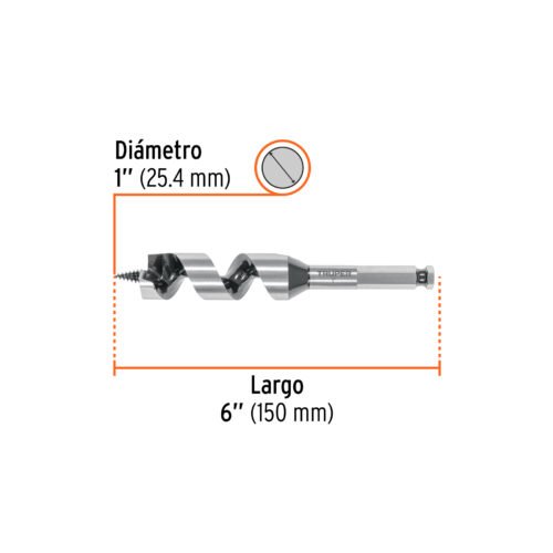 104064 - Broca auger tipo berbiquí 1" X 6", TRUPER