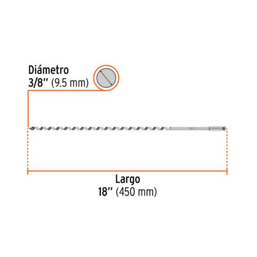 104067 - Broca auger tipo berbiquí 3/8" X 18", TRUPER