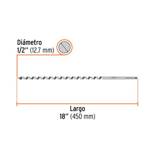 104068 - Broca auger tipo berbiquí 1/2" X 18", TRUPER