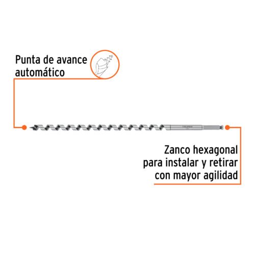 104069 - Broca auger tipo berbiquí 5/8" X 18", TRUPER