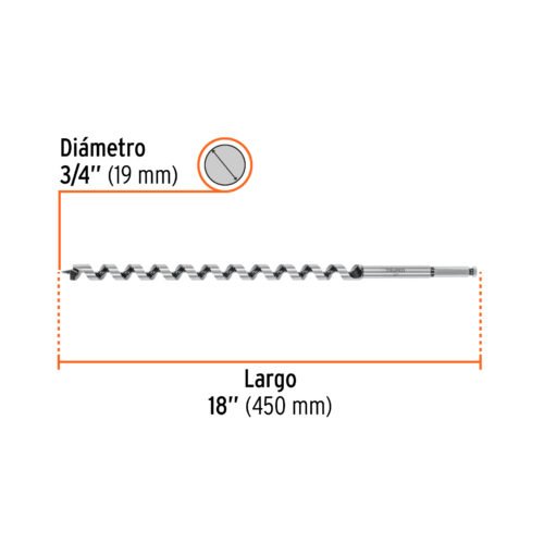 104070 - Broca auger tipo berbiquí 3/4" X 18", TRUPER