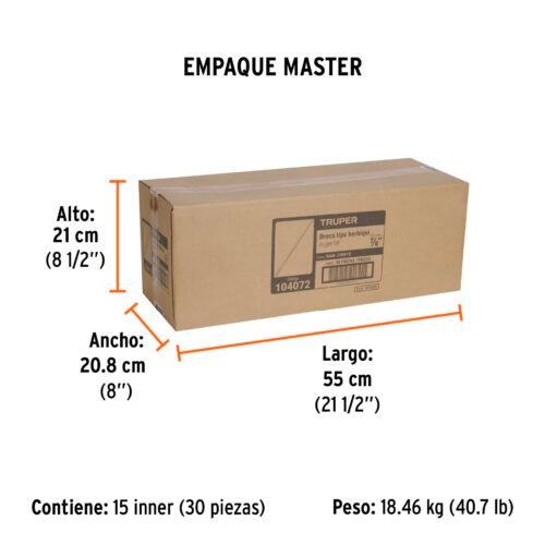 104072 - Broca auger tipo berbiquí 7/8" X 18", TRUPER