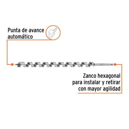 104073 - Broca auger tipo berbiquí 1" X 18", TRUPER