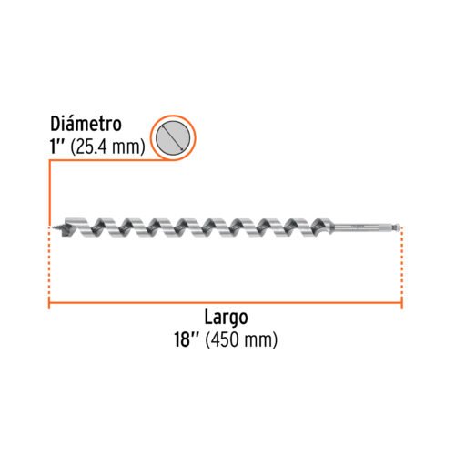 104073 - Broca auger tipo berbiquí 1" X 18", TRUPER