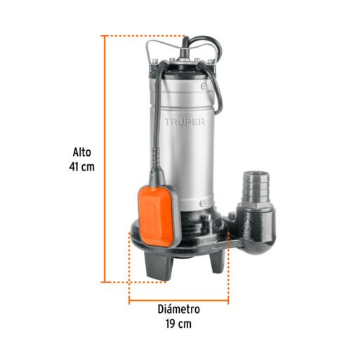104077.2 104077 - Bomba sumergible acero inox./hierro, a.sucia, 1HP, TRUPER