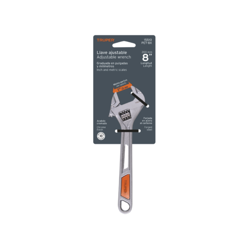 15509 - Llave ajustable (perico) 6" cromada mango de PVC, Truper