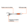100048 - Llave ajustable (perico) 15" cromada mango de PVC, Truper