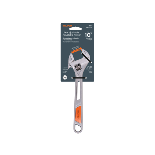 15511 - Llave ajustable (perico) 10" cromada mango de PVC, Truper