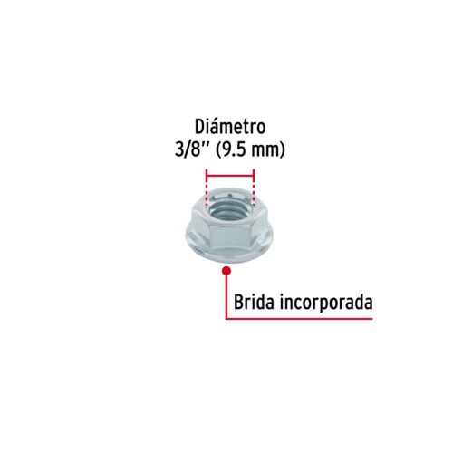 40938 - Bolsa con 50 tuercas flange, 3/8", acero galvanizado, FIERO
