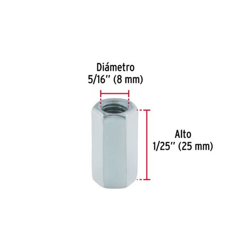 409441 40944 - Bolsa con 5 tuercas cople, 5/16" acero galvanizado , FIERO