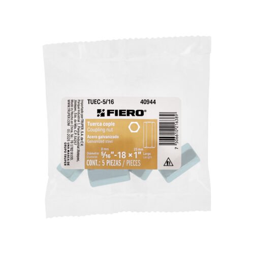 409442 40944 - Bolsa con 5 tuercas cople, 5/16" acero galvanizado , FIERO