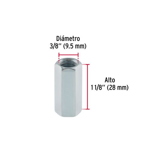 40945 - Bolsa con 5 tuercas cople, 3/8" acero galvanizado , FIERO