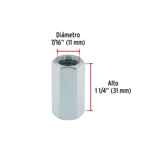 409461 40946 - Bolsa con 5 tuercas cople, 7/16" acero galvanizado , FIERO