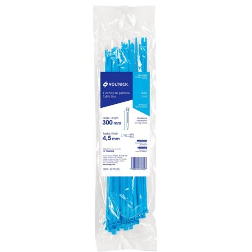 410194 41019 - Bolsa con 50 cinchos plásticos 50 lb, 300 x 4.5 mm, azules