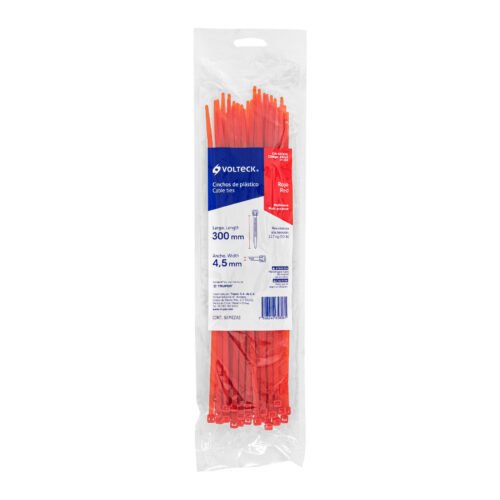 410214 41021 - Bolsa con 50 cinchos plásticos 50 lb, 300 x 4.5 mm, rojos