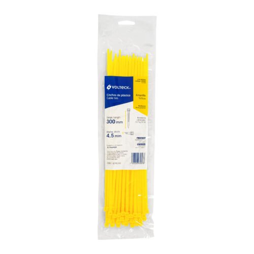 410224 41022 - Bolsa con 50 cinchos plásticos 50 lb, 300x4.5 mm, amarillos