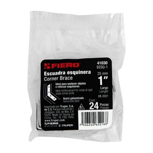 410303 41030 - Bolsa con 24 escuadras esquineras 1" x 1", FIERO