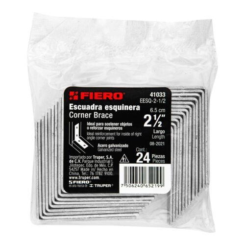 410333 41033 - Bolsa con 24 escuadras esquineras 2-1/2" x 2-1/2", FIERO
