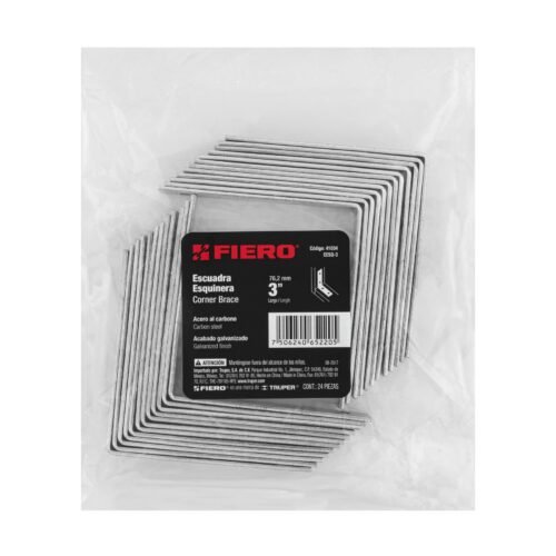 410343 41034 - Bolsa con 24 escuadras esquineras 3" x 3", FIERO